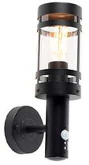 QAZQA Buitenwandlamp Zwart Met Bewegingssensor Ip44 - Gleam