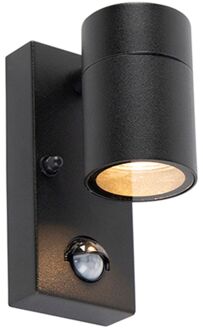 QAZQA Buitenwandlamp zwart met bewegingssensor IP44 - Solo