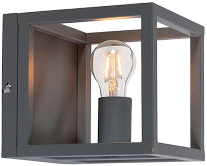 QAZQA cage - Wandlamp - 1 lichts - D 200 mm - Grijs