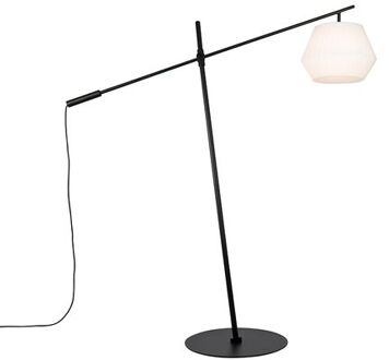 QAZQA Design buiten vloerlamp zwart met witte kap IP44 - Robbert