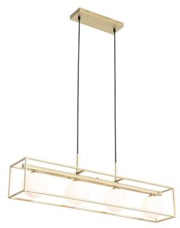 QAZQA Design hanglamp goud met wit glas 4-lichts - Aniek