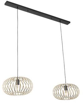 QAZQA Design Hanglamp Messing 2-lichts - Johanna