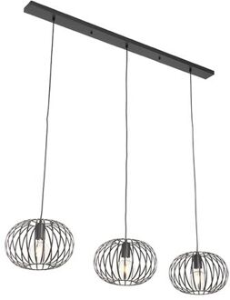 QAZQA Design hanglamp zwart 3-lichts - Johanna