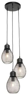 QAZQA Design Hanglamp Zwart 3-lichts - Raga