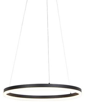 QAZQA Design Hanglamp Zwart 60 Cm Incl. Led 3-staps Dimbaar - Anello