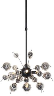 QAZQA Design Hanglamp Zwart En Smoke Glas 4-lichts - Explode