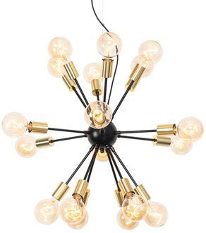 QAZQA Design hanglamp zwart met goud 18-lichts - Juul