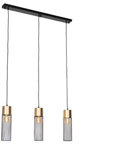 QAZQA Design Hanglamp Zwart Met Goud 3-lichts - Maura