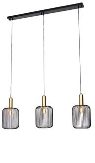 QAZQA Design hanglamp zwart met goud 3-lichts - Mayelle