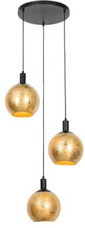 QAZQA Design Hanglamp Zwart Met Goud Glas 3-lichts - Bert