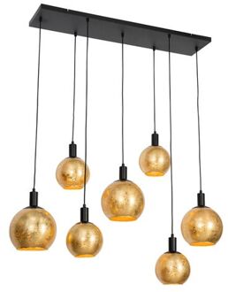 QAZQA Design Hanglamp Zwart Met Goud Glas 7-lichts - Bert