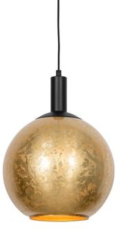 QAZQA Design Hanglamp Zwart Met Goud Glas - Bert