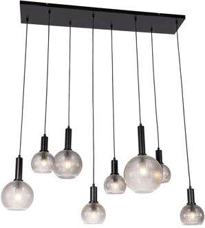 QAZQA Design hanglamp zwart met smoke glas 8-lichts - Chico