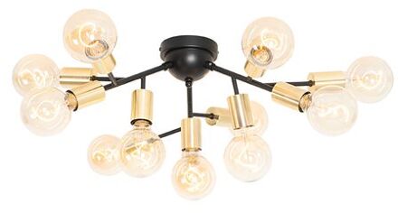 QAZQA Design plafondlamp zwart met goud 12-lichts - Juul