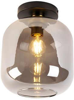 QAZQA Design plafondlamp zwart met goud en smoke glas - Zuzanna