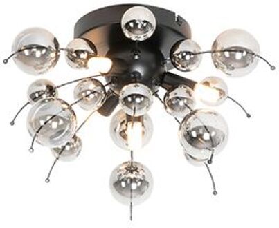 QAZQA Design Plafondlamp Zwart Met Smoke Glas 40 Cm 4-lichts - Explode