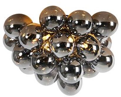 QAZQA Design plafondlamp zwart met smoke glas 6-lichts - Uvas