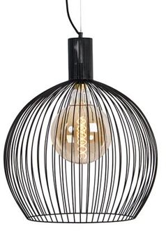 QAZQA Design ronde hanglamp zwart 50 cm - Dos