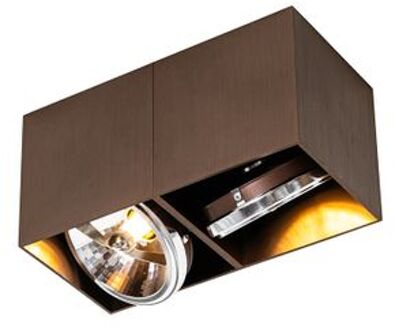 QAZQA Design Spot Donkerbrons Rechthoekig 2-lichts Draai En Kantelbaar - Box