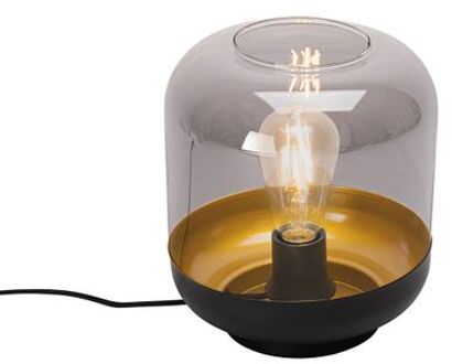 QAZQA Design tafellamp zwart met goud en smoke glas - Kyan Grijs