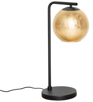 QAZQA Design Tafellamp Zwart Met Goud Glas - Bert