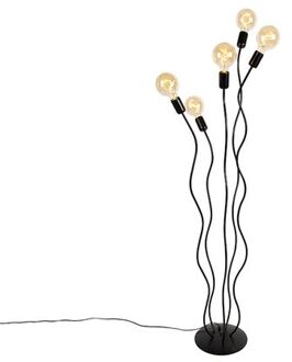 QAZQA Design Vloerlamp Zwart 5-lichts - Wimme