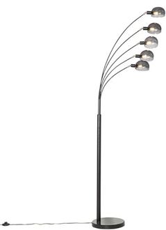 QAZQA Design Vloerlamp Zwart Met Smoke Glas 5-lichts - Sixties Marmo
