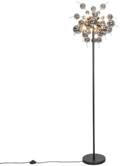 QAZQA Design Vloerlamp Zwart Met Smoke Glas 8-lichts - Explode