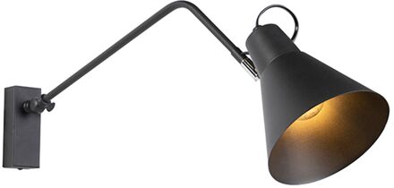 QAZQA Design wandlamp zwart verstelbaar - Luna