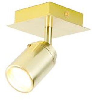 QAZQA Ducha badkamer plafondlamp - 10x10cm - 1 spot - IP44 - vierkant - messing (goud) 105236