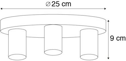 QAZQA Facil 3 - Plafondlamp - 3 lichts - 250 mm - zwart