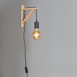 QAZQA galgje - Wandlamp - 1 lichts - D 200 mm - Bruin