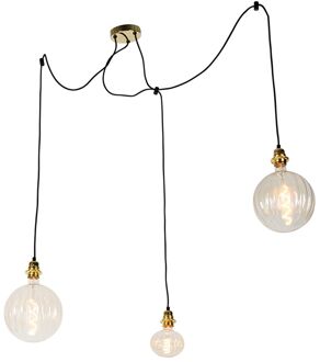 QAZQA Hanglamp goud 3-lichts incl. LED amber dimbaar - Cava Luxe Oranje