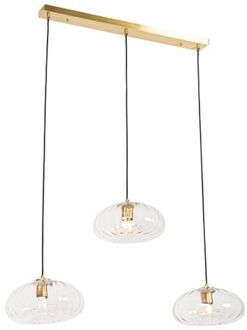 QAZQA Hanglamp goud met glas langwerpig 3-lichts - Ayesha