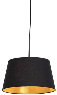 QAZQA Hanglamp Met Katoenen Kap Zwart Met Goud 32 Cm - Combi