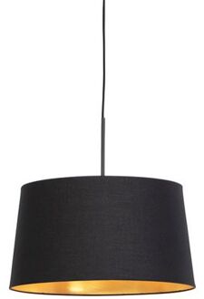 QAZQA Hanglamp Met Katoenen Kap Zwart Met Goud 40 Cm - Combi