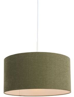 QAZQA Hanglamp wit met groene kap 50 cm - Combi 1