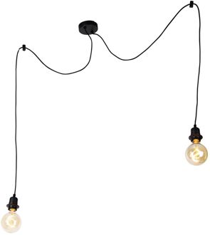 QAZQA Hanglamp zwart 2-lichts - Cava