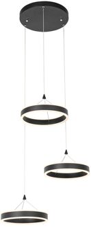 QAZQA Hanglamp zwart rond incl. LED 3-staps dimbaar 3-lichts - Lyani