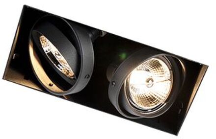 QAZQA Inbouwspot zwart GU10 AR70 trimless 2-lichts - Oneon