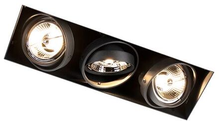 QAZQA Inbouwspot zwart GU10 AR70 trimless 3-lichts - Oneon