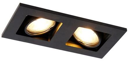 QAZQA Inbouwspot Zwart Rechthoekig 2-lichts - Qure