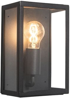 QAZQA Industriële buiten wandlamp zwart met glas 25,5 cm IP44