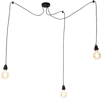 QAZQA Industriële hanglamp zwart 3-lichts - Cava