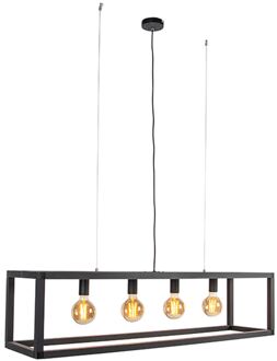 QAZQA Industriële hanglamp zwart 4-lichts - Big Cage