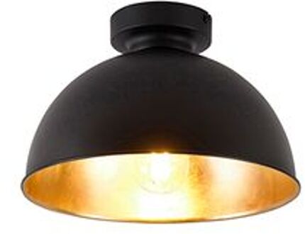 QAZQA Industriële plafondlamp zwart met goud 28 cm - Magnax