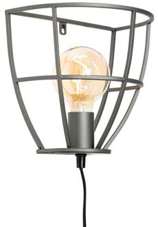 QAZQA Industriële wandlamp donkergrijs met schakelaar - Arthur