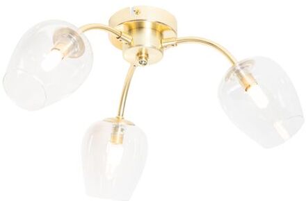 QAZQA Klassieke plafondlamp goud met glas 3-lichts - Elien