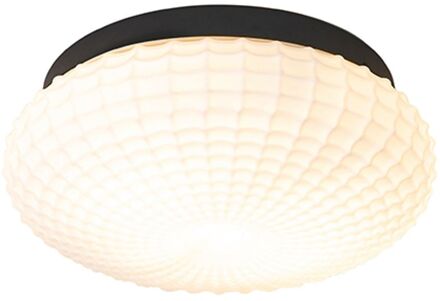 QAZQA Klassieke plafondlamp zwart met opaal glas 30 cm IP44 - Nohmi Wit