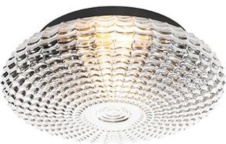 QAZQA Klassieke plafondlamp zwart met smoke glas 35 cm IP44 - Nohmi Transparant